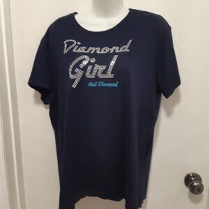 Diamond Girl Neil Diamond Navy Ladies Tshirt Size XL